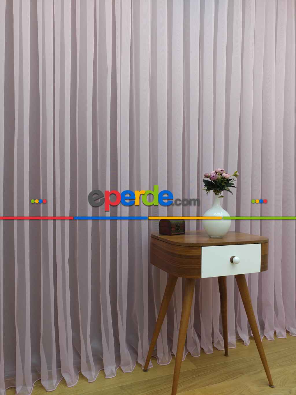 Toz Pembe Ekru Degrade Geçişli Düz Tül Perde- Pembe-pembe Açık-ekru - Kurşunlu Tül