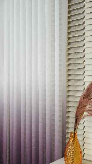 Keten Ekru Mor Degrade Geçişli Tül Perde, Ağır Gramajlı Premium Seri, Eteği Kurşunlu