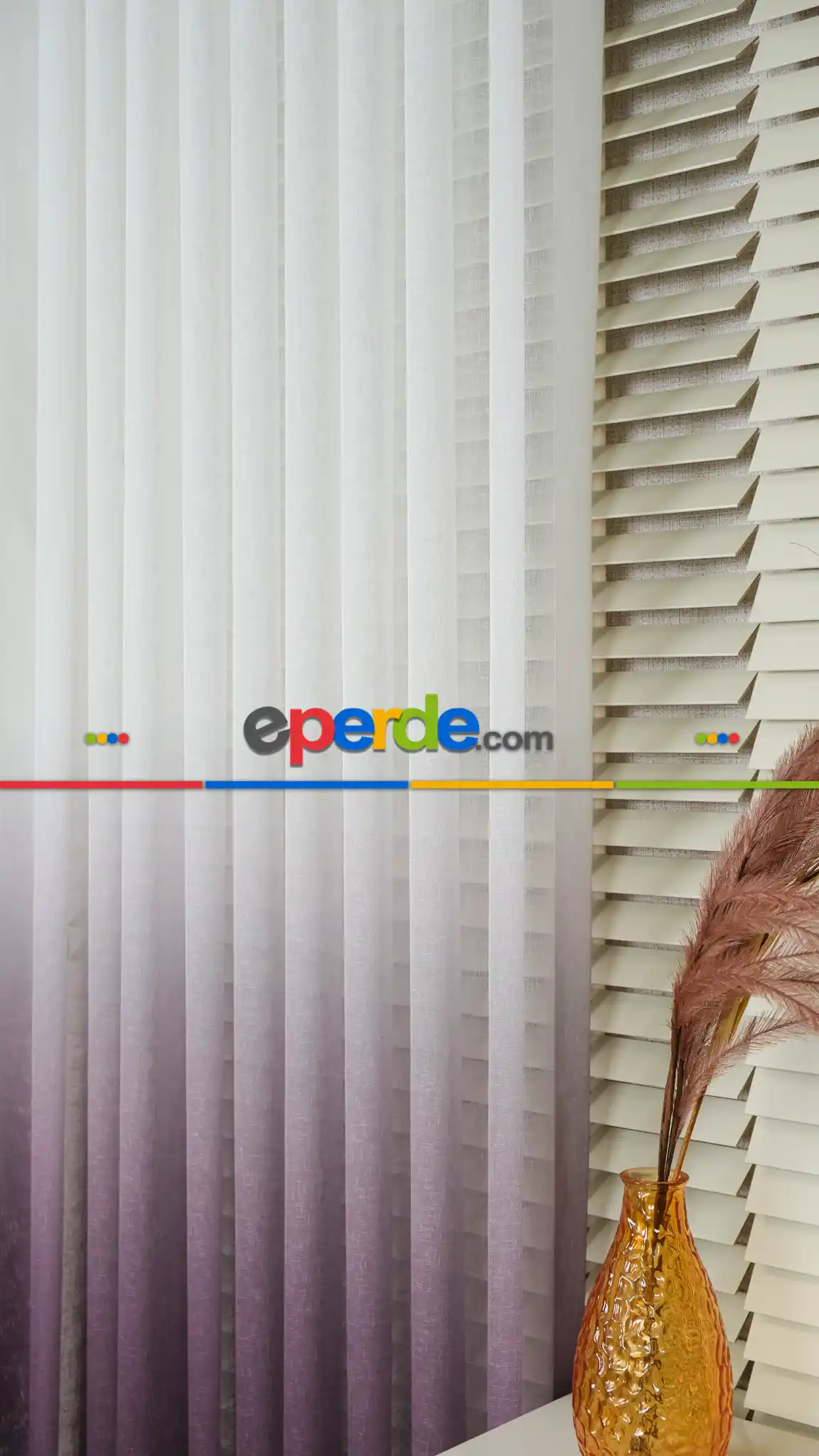 Keten Ekru Mor Degrade Geçişli Tül Perde, Ağır Gramajlı Premium Seri, Eteği Kurşunlu