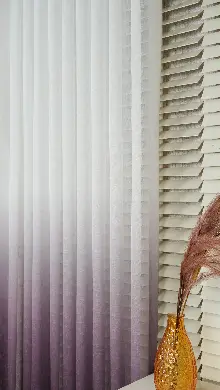 Keten Ekru Mor Degrade Geçişli Tül Perde, Ağır Gramajlı Premium Seri, Eteği Kurşunlu