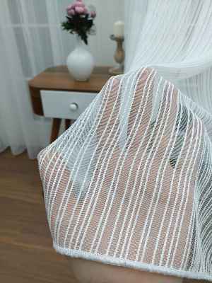 Düz Boyuna Çizgili Tül Perde- Ekru - Kurşunlu Tül