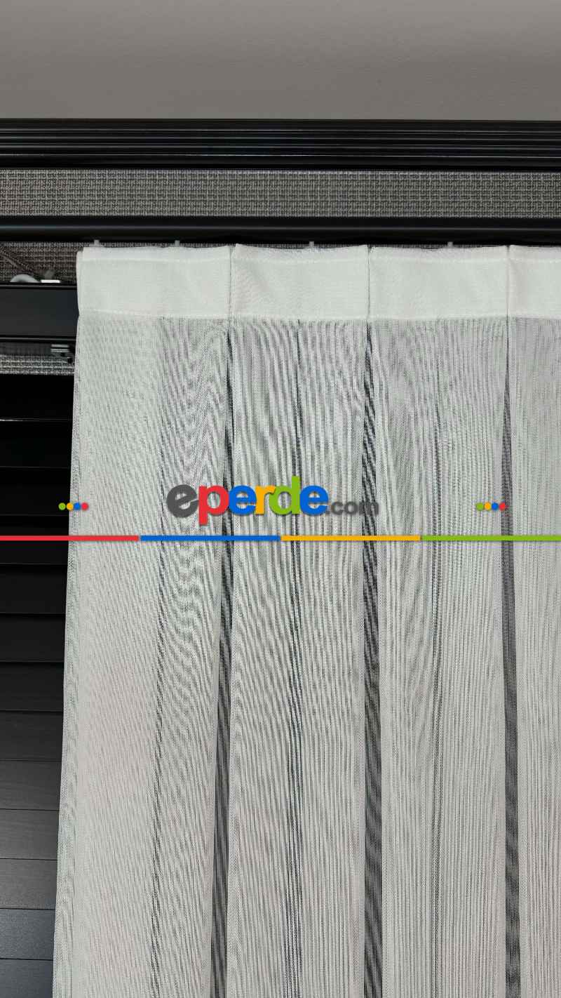 Yeni Sezon Vakko Bambu Dökümlü Düz Tül Perde