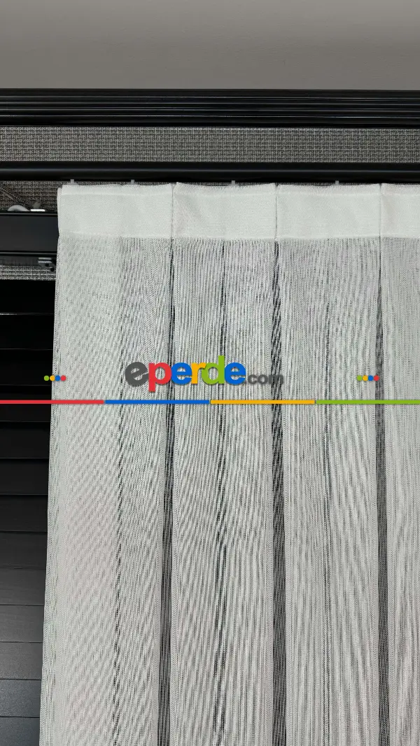 Mutfak Tül Yeni Sezon Vakko Bambu Dökümlü Düz Tül Perde