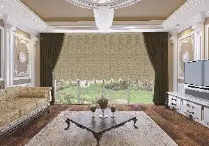 Drape Dar Bant Kadife Bantlı Tam Şelale İp Perde Bej Altın Simli- Bej-altın Simli