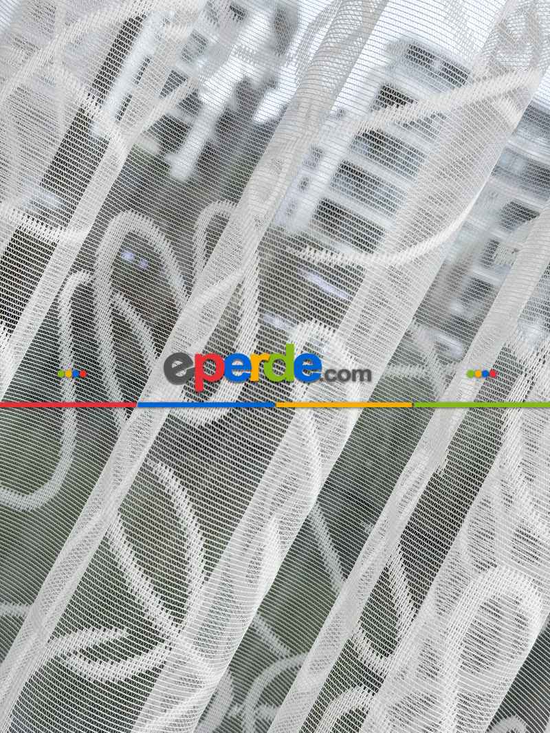 Desenli Fransız Dantel Örme Tül Perde, Desenli Ütü İstemeyen Tül