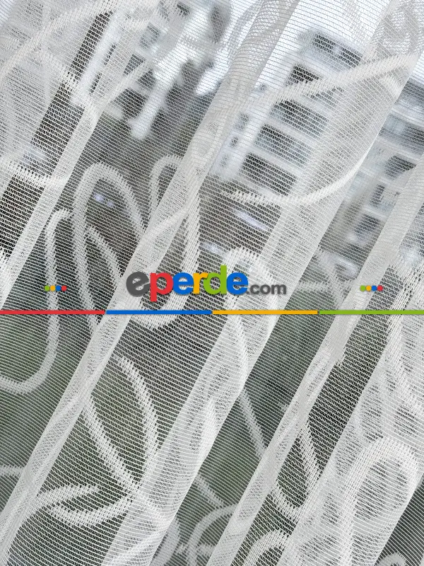 Yatak Odası - Desenli Fransız Dantel Örme Tül Perde, Desenli Ütü İstemeyen Tül