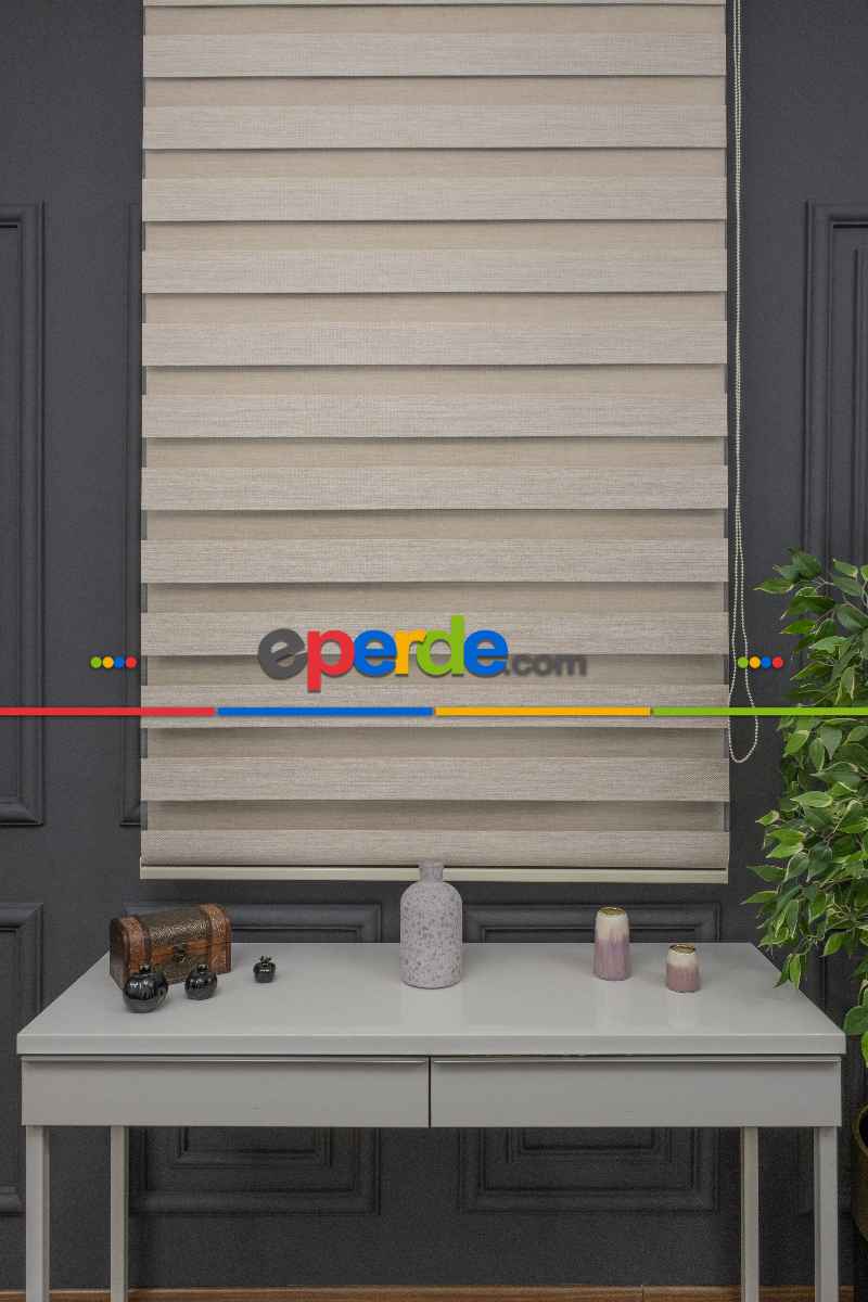 Hasır Bambu Zebra, Kalın Doku Zeminli Bej