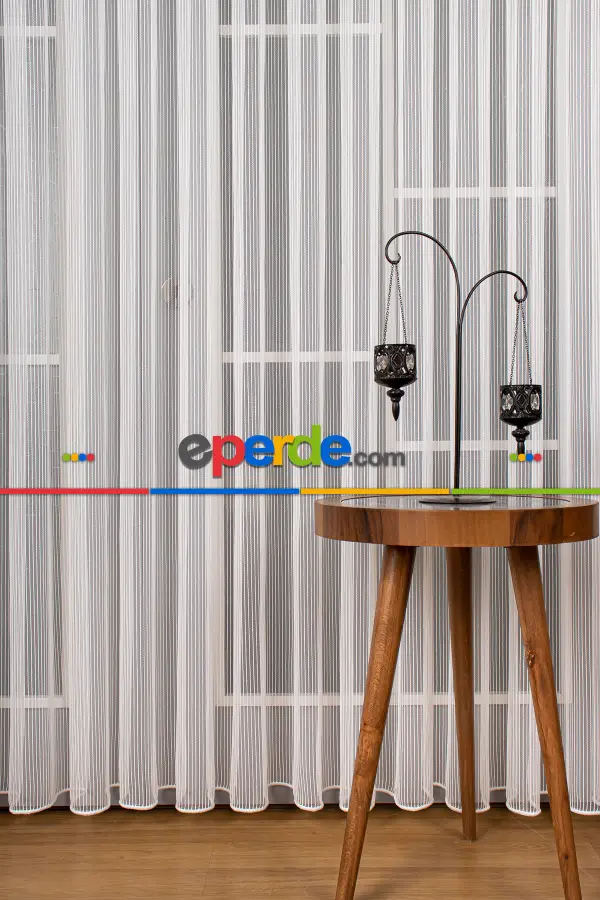 Salon - Özel Sık Zincir Tül Perde - Ekru