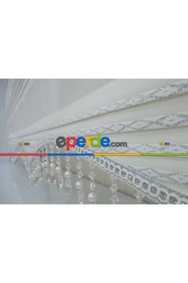 Brillant Boncuklu Zebra Perde Pliseli 100x200