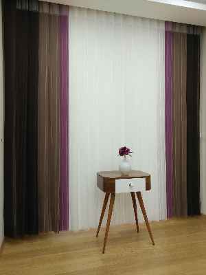 Salon - 1. Kalite Çizgili Tül Dikey Zebra Perde - Ft04 Kahve - Ft11 Sütlü Kahve Ft21 Gül Kurusu- Gül Kurusu