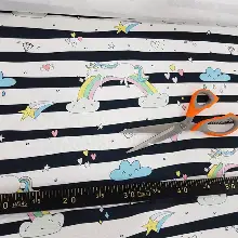 Çocuk Odası Fon - Siyah Beyaz Unicorn Desenli Fon Perde Evm579 Kumaşı Kalındır Duck Bezi Değildir- Siyah