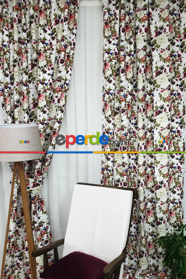 Yatak Odası - Çiçek Desenli Fon Perde K304 Kumaşı Kalındır Duck Bezi Değildir-  Çok Renkli 2