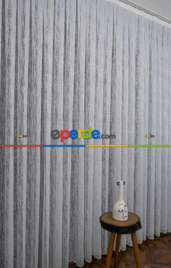 Taç Fransız Dantel Örme Tül Perde Konak151