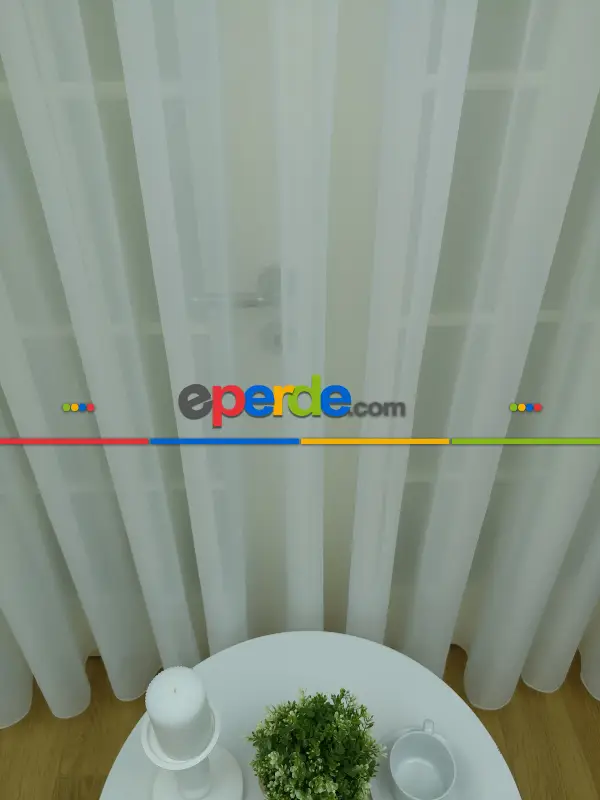 Ekru Kreep Düz Tül Perde