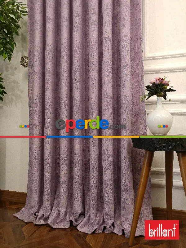 Brillant Jakar Fon Düz Fon Perde - Lila Koyu Lila-lila Açık Lila