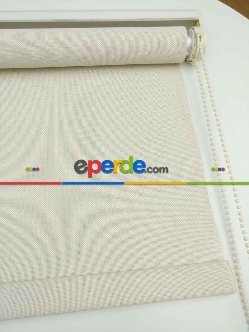 Oturma Odası Stor Perde - Stor Perde Sun Screen (pvc Kaplama) Kalın Dokulu- Krem Koyu