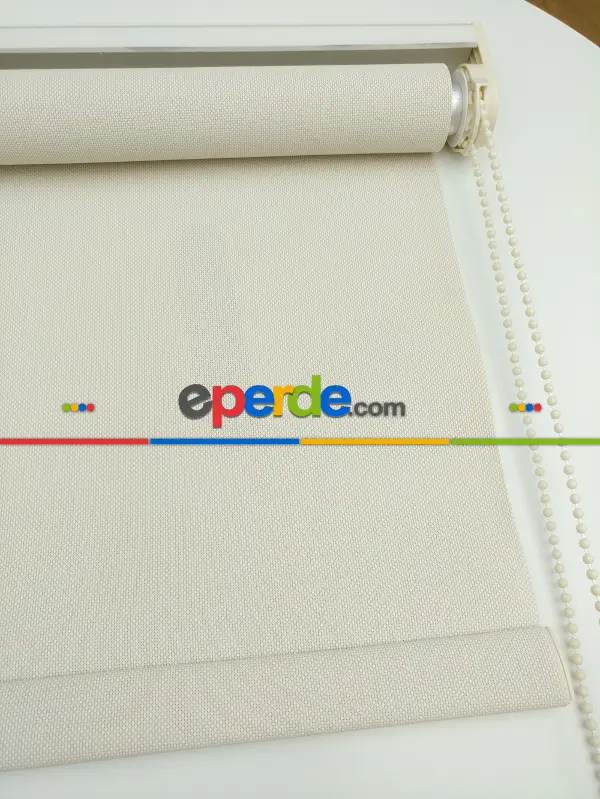 Salon Stor Perde - Stor Perde Sun Screen (pvc Kaplama) Kalın Dokulu- Krem Koyu