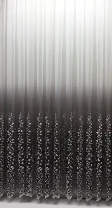 Antrasit Degrade Geçişli Etek Ucu Minik Papatya Desenli İşlemeli Tül