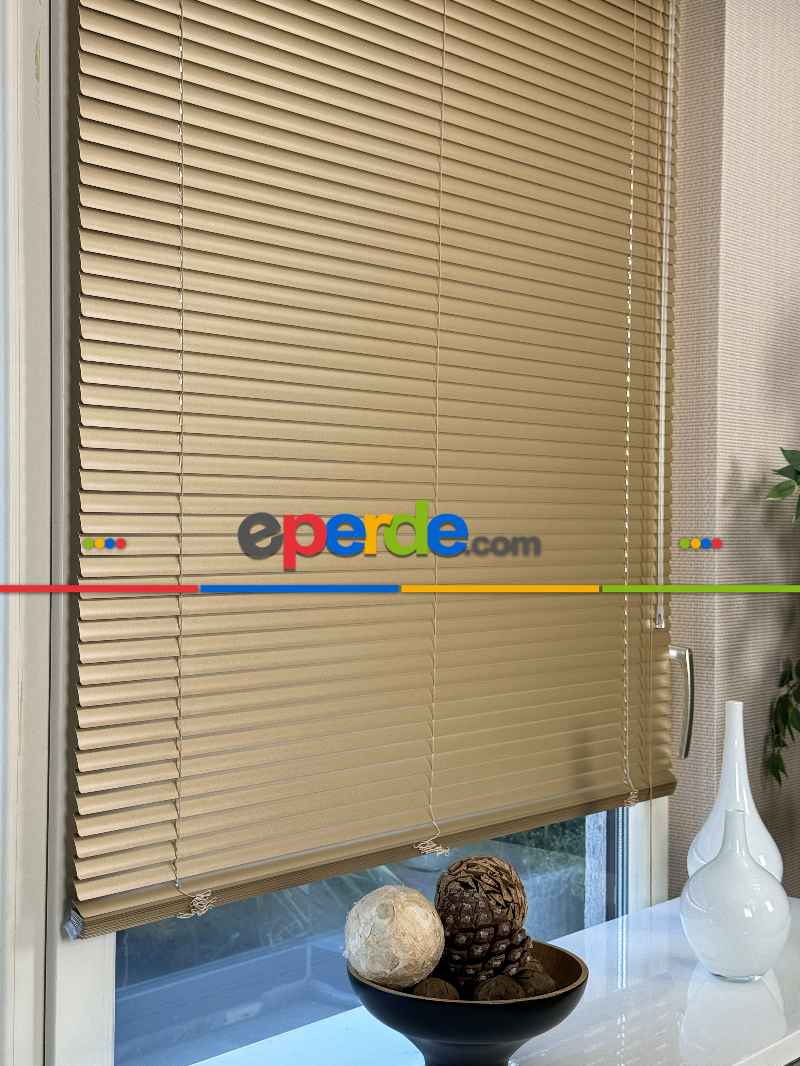 Mutfak Jaluzi - Metalik Altın Alüminyum Jaluzi Perde - 25mm