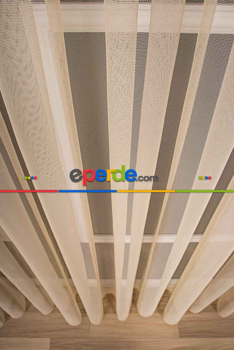 Grek Tül Perde, 1. Kalite, Ütü İstemez - Kurşunlu Tül - Şampanya Rengi