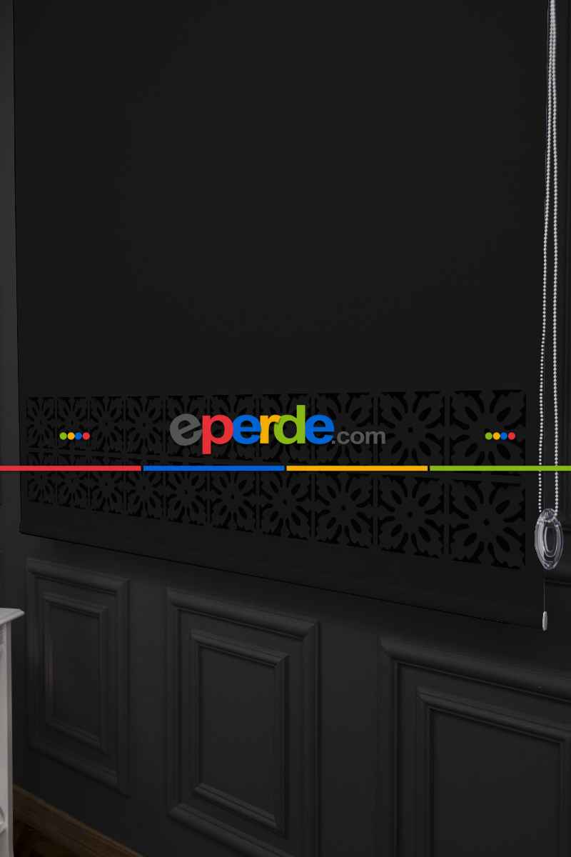 Siyah Renk Lazer Kesim Mat Stor Perde (ister Düz - İster Lazer Kesimli Satın Alın)