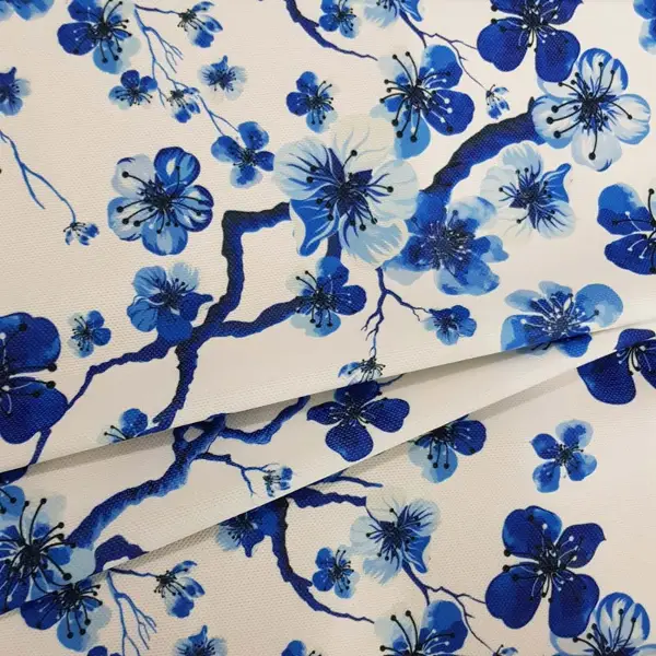 Yatak Odası - Çiçek Desenli Fon Perde Evm1515 Kumaşı Kalındır Duck Bezi Değildir- Mavi