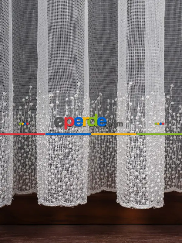 Etek Ucu Nakış İşlemeli Tül Perde