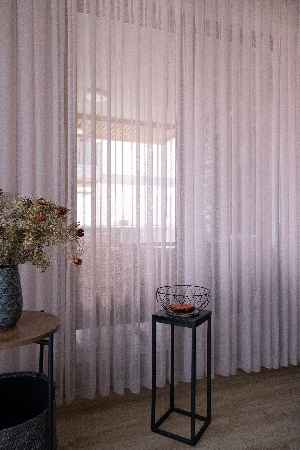 Çocuk Odası - Naturel Keten Tül - Pudra Pembe