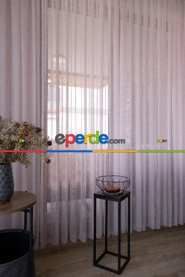 Çocuk Odası - Naturel Keten Tül - Pudra Pembe