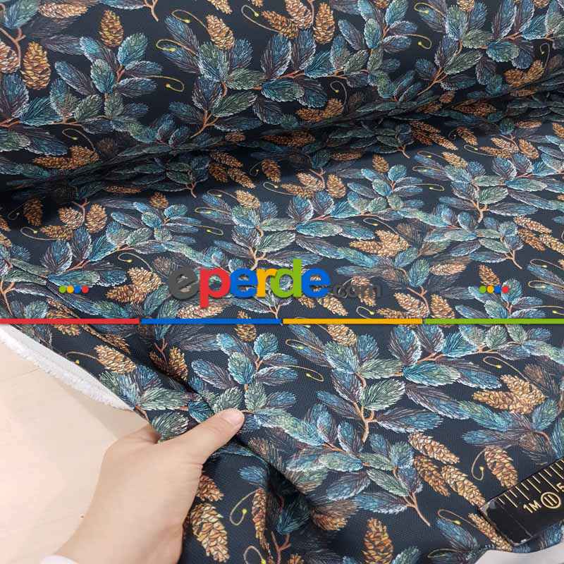 Mutfak Perdesi Kanat Fon Perde Desenli- Siyah