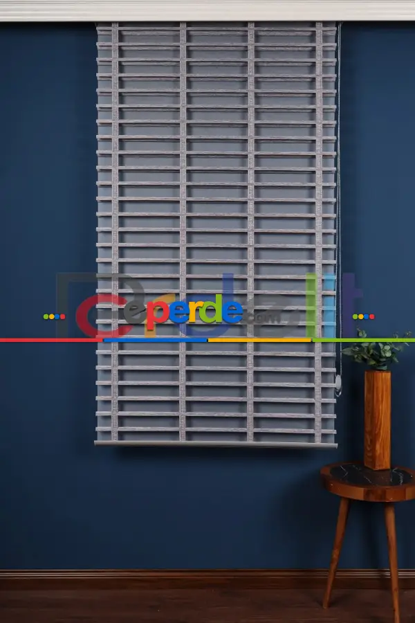 Gri 50mm Silüet Kumaş Jaluzi Perde