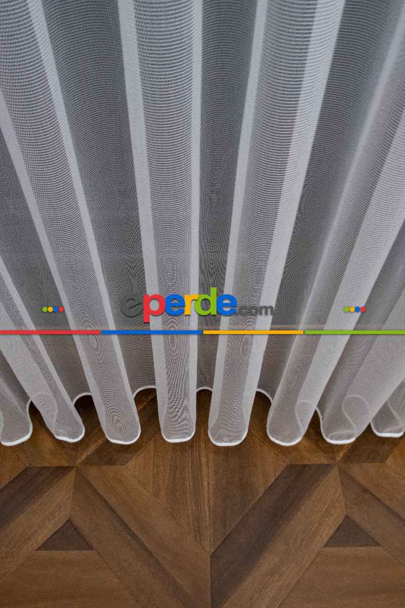 Salon Tül - Ekru Monaliza Dökümlü Tül - İtinalı Dikiş - Amerikan Pile - Kurşunlu Tül