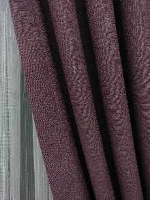 Yatak Odası - Keten Mürdüm Renk Düz Fon Perde - Mürdüm