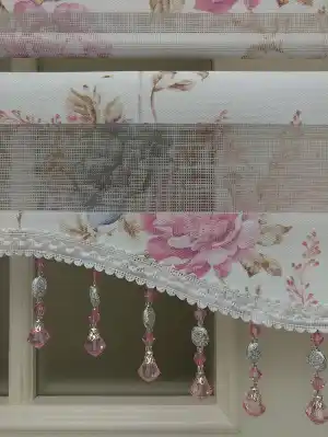 Zebra Perde - Çiçek Baskılı Çocuk, Genç Ve Oturma Odası- Pembe Pudra Pembe
