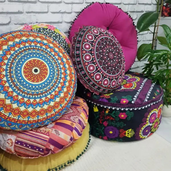 Etnik Boho Stil Minderler İçi Dolu- Çok Renkli