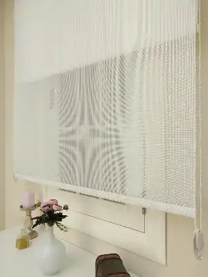 Keten Tül Stor Wicker - Çiftli Sistem Tül Stor Perde (wicker)- Ekru