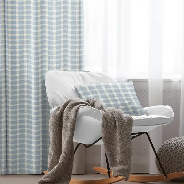 Çocuk Odası - Salon Fon Perde Evim1615-4 Kumaşı Kalındır Duck Bezi Değildir- Mavi-beyaz