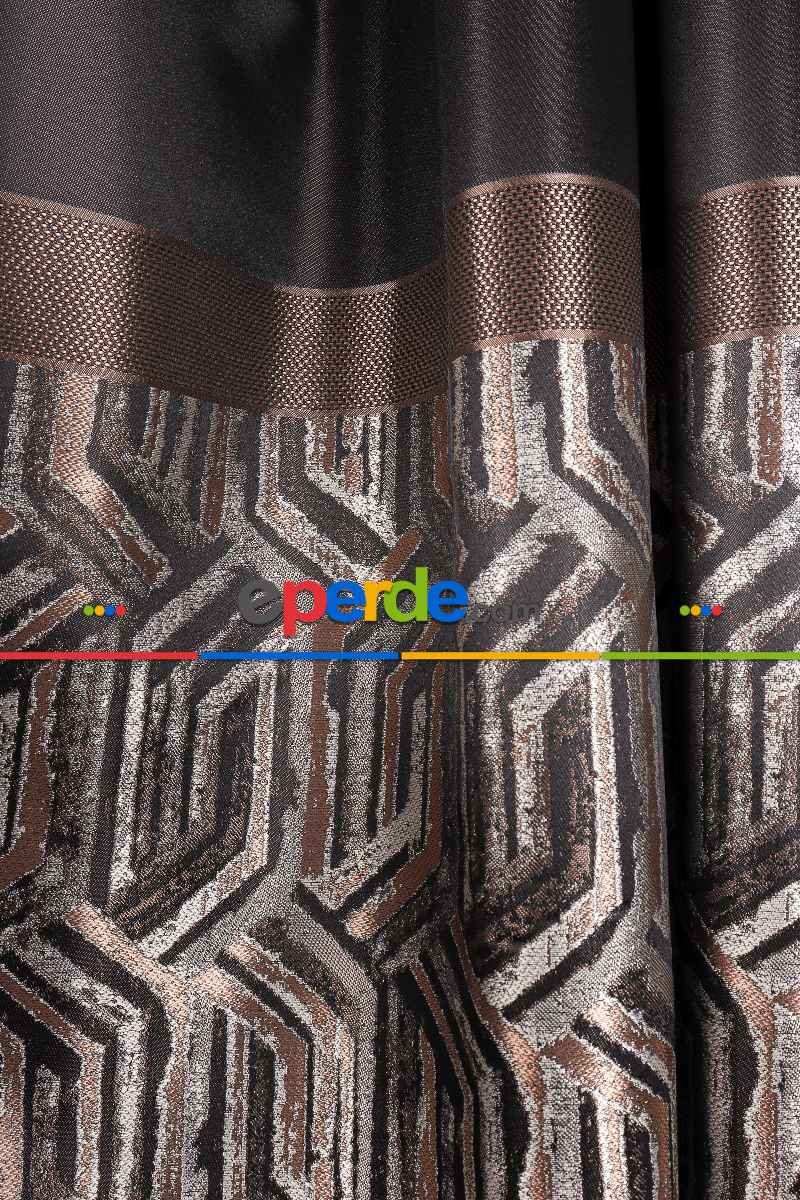 Salon Fon Perde - Lizbon Siyah-gold Pano Fon Perde