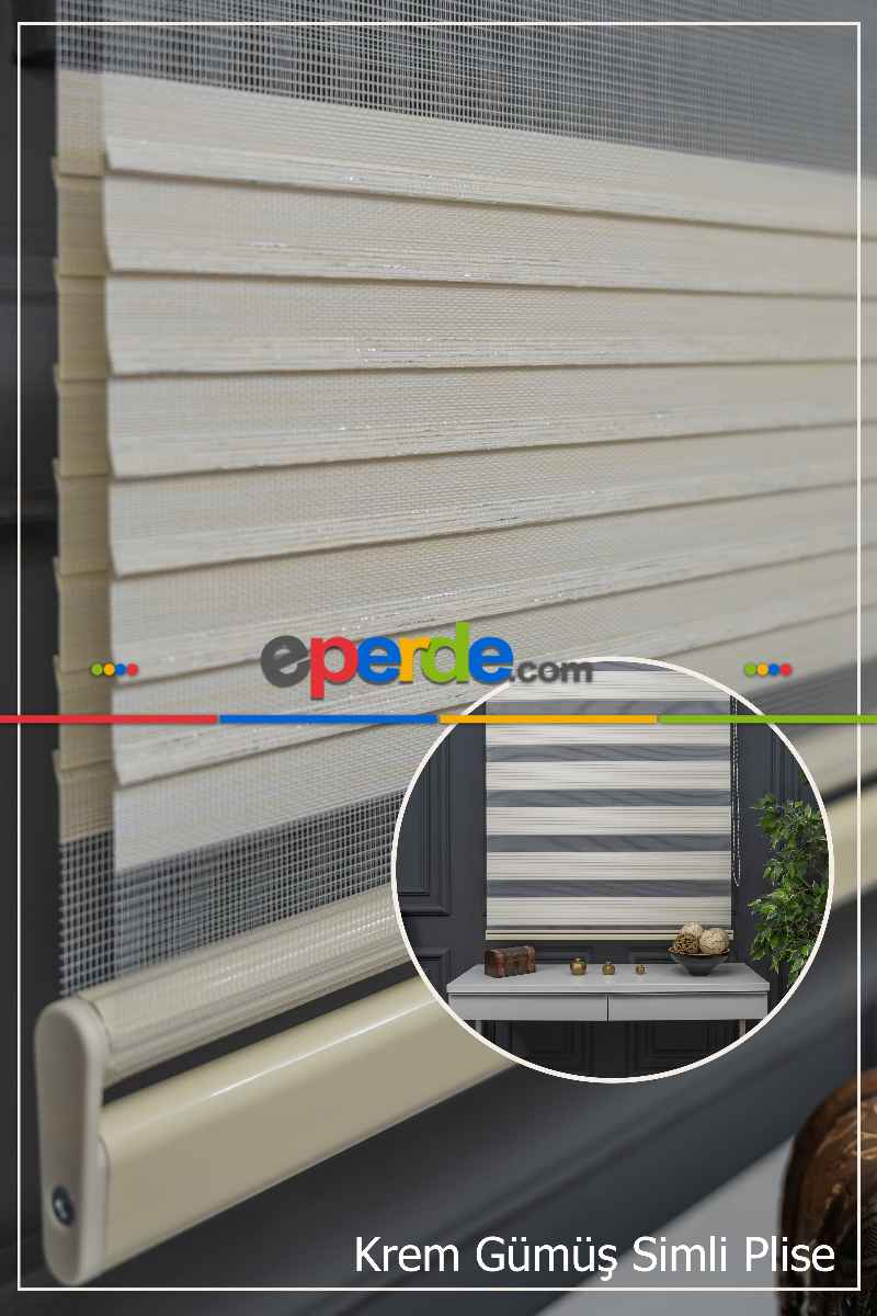 Oturma Odası - Zebra Perde - Simli Geniş Pileli Zebra Perde