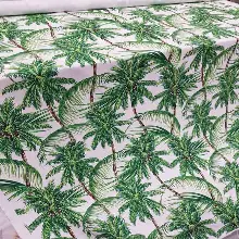 Mutfak Perdesi Kanat Fon Perde Palmiya Desenli- Siyah