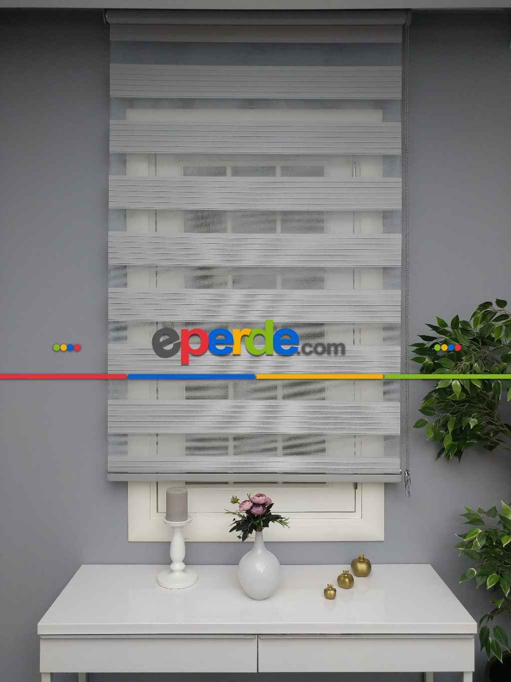 Gri Perle Home Düz Zebra Perde