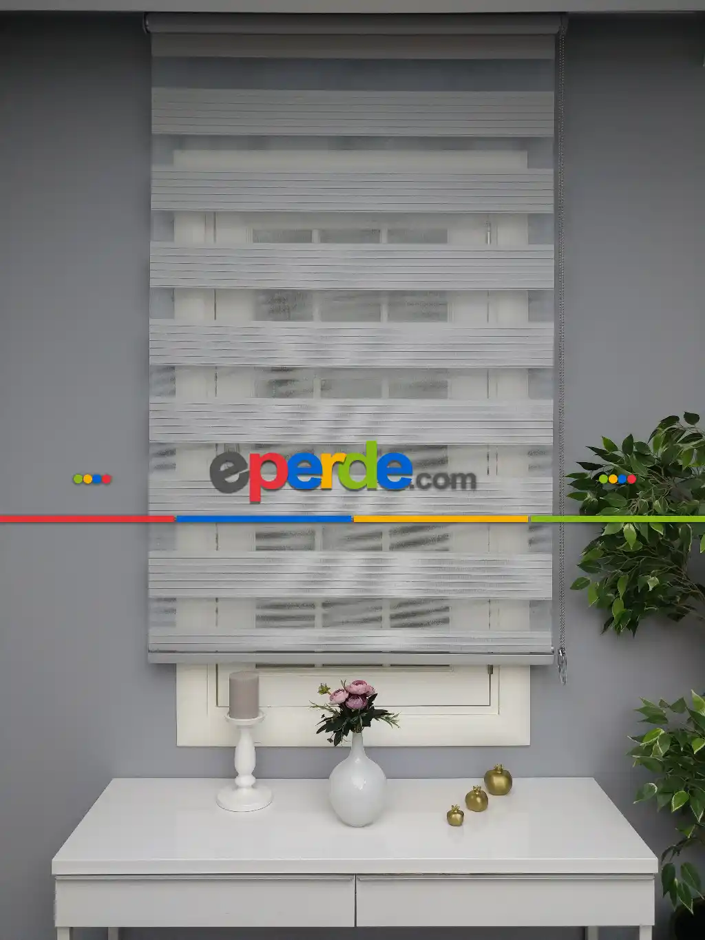 Gri Perle Home Düz Zebra Perde