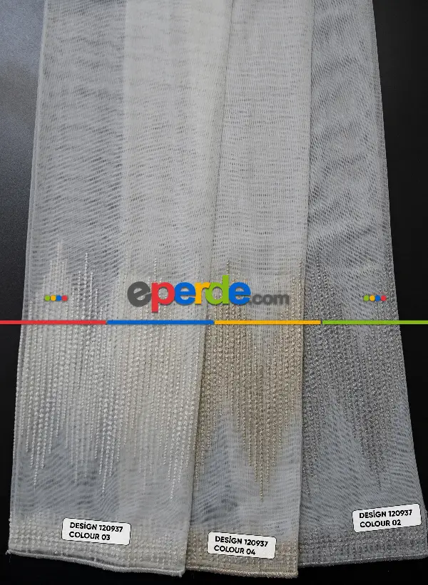 Salon Tül - Etek Ve Ara Desenli Modern Tül Perde