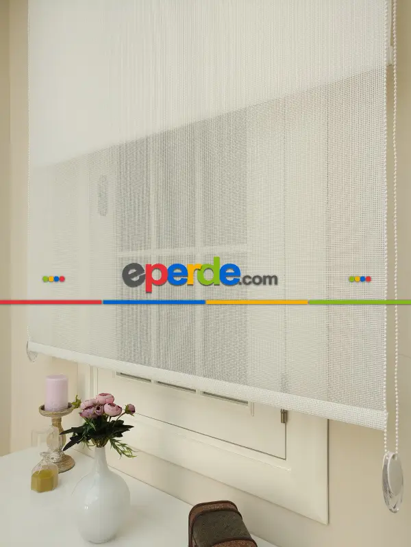 Salon - Tül Stor Wicker - Çiftli Sistem Tül Stor Perde