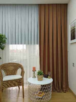 Soft Kakao Rengi Fon Perde Geniş En (285)- Kakao