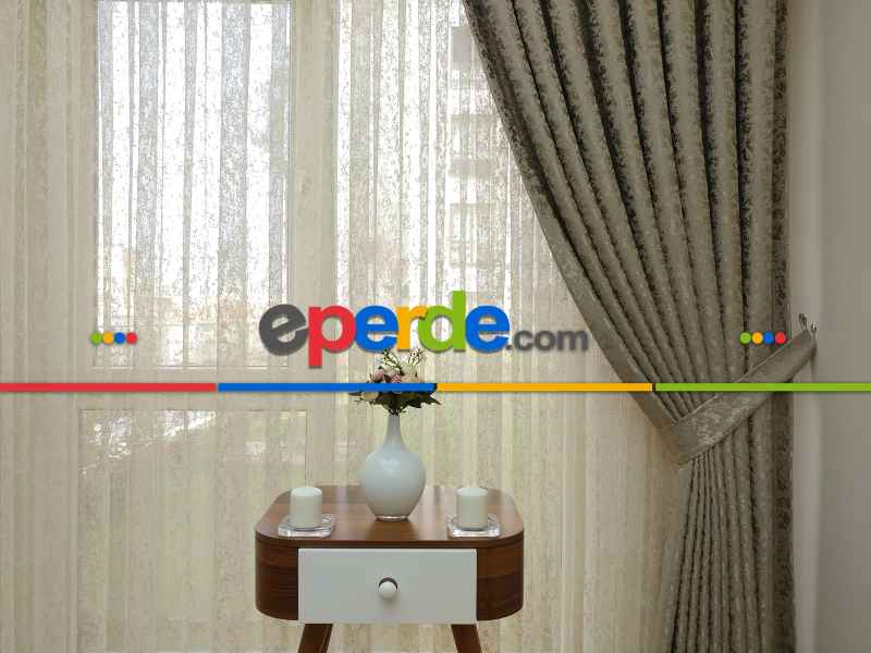 Toprak Rengi Duz Jakar Fon Perde (150)- Taba