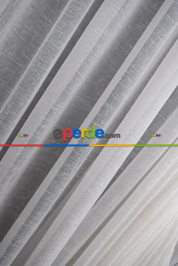 Keten Yalancı Kruvaze - Tülden Fon - Halat İle Yana Toplamalı Tül - Kordon Toplama Tül - Çift Veya Tek Kanat - Aksesuar İlave Ücretlidir - Kurşunlu Tül