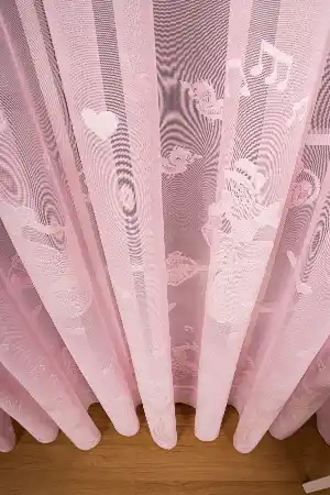 Kız Çocuk Odası Tül Perde - Sindirella Kız Çocuk Odası Örme Tül Perde - Pembe