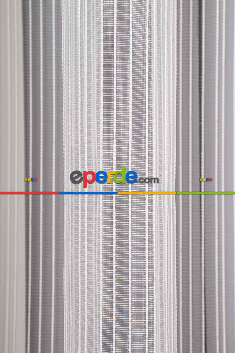 Mutfak Tül Perde - Pileli Düz Mutfak Perdesi- Ekru