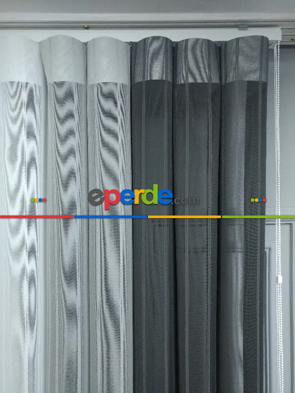 Lens Akıllı Dikey Tül Perde 110- Beyaz-gümüş-antrasit